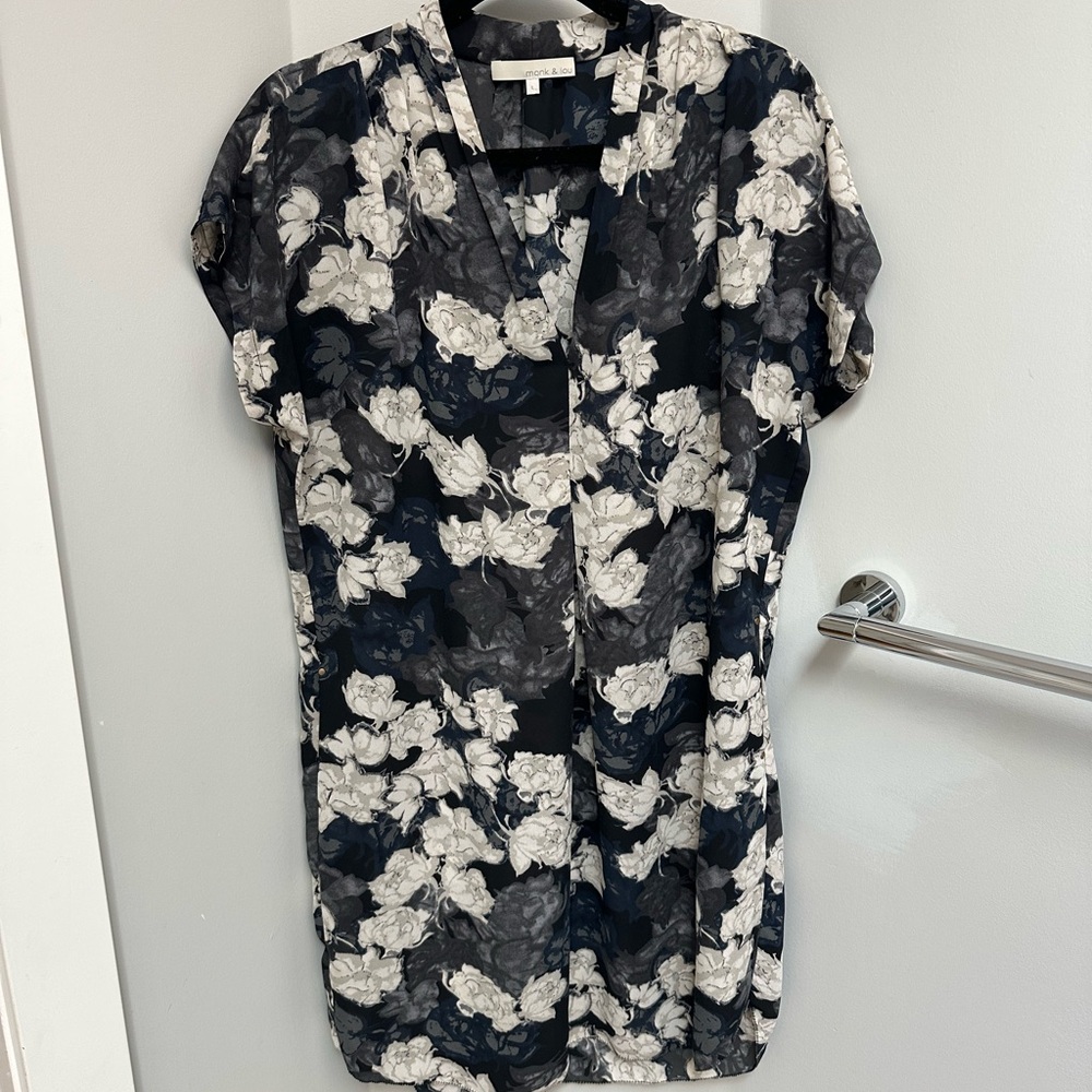 Floral Black and White Mini Dress
